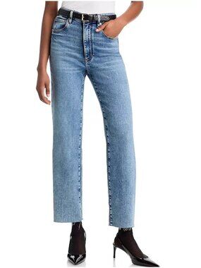 Frame Le Sleek High Rise Straight Leg Jeans in Rowley Raw Fray size 33 16 denim